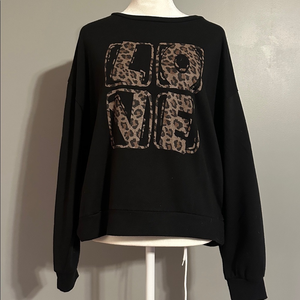 12pm by Mon Ami Black Love Sweatshirt, Size Medium